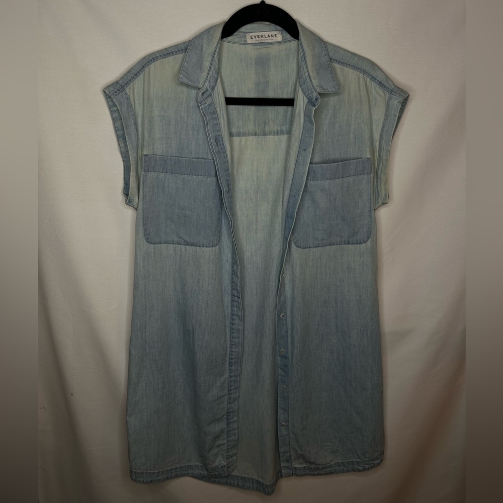 Everlane Womens Denim Shirt Dress Light Wash